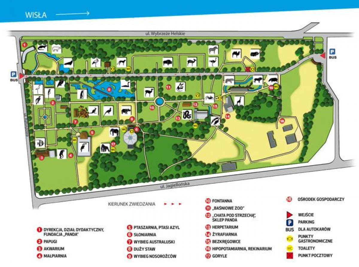 Mapa Varšava zoo 