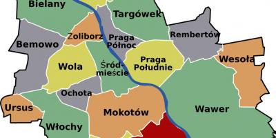Mapa Varšava čtvrtí 