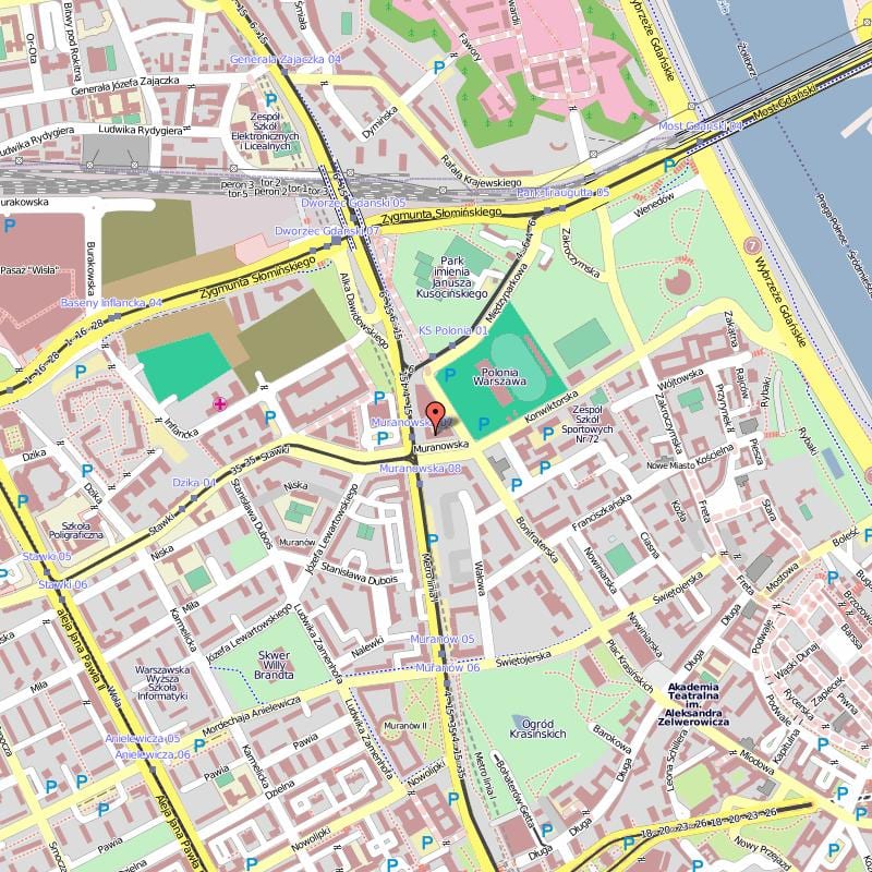 Mapa staré město Varšava, polsko