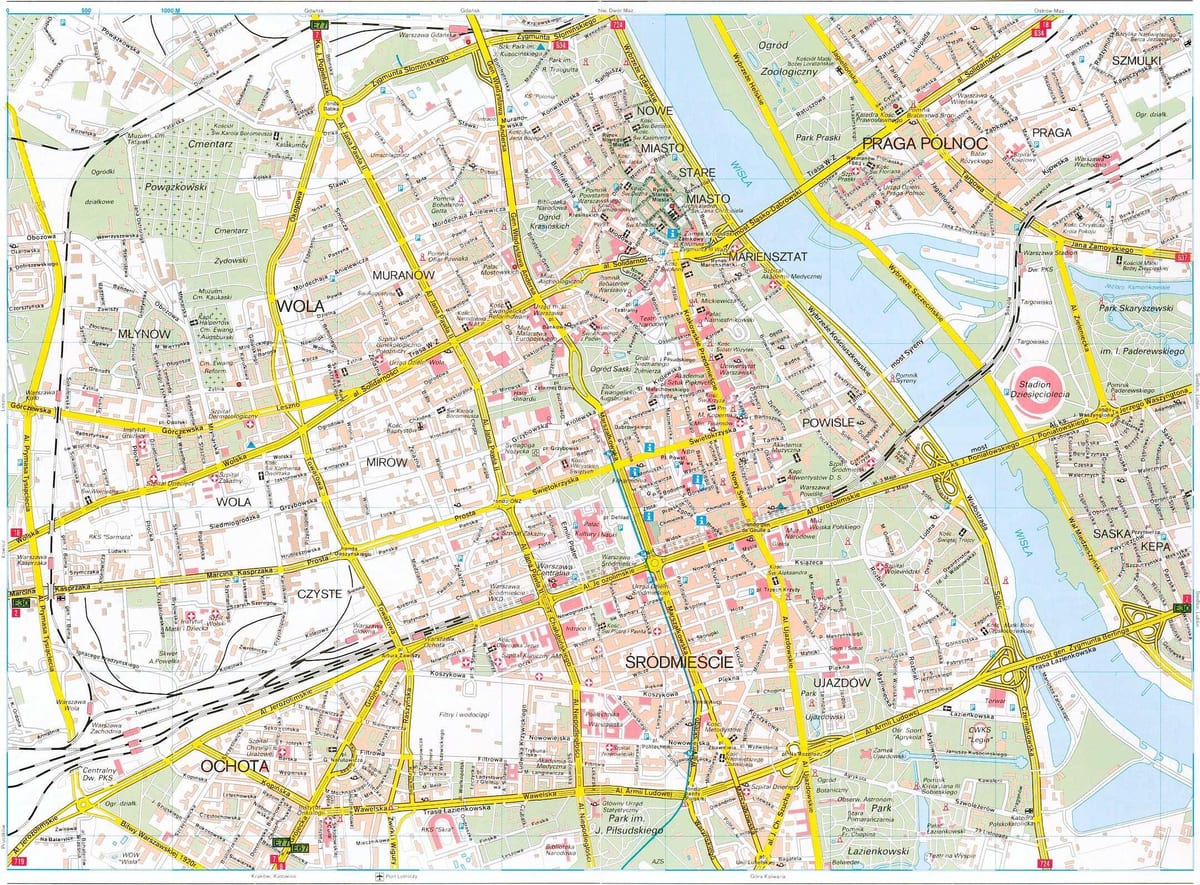 Varšava v polsku mapě
