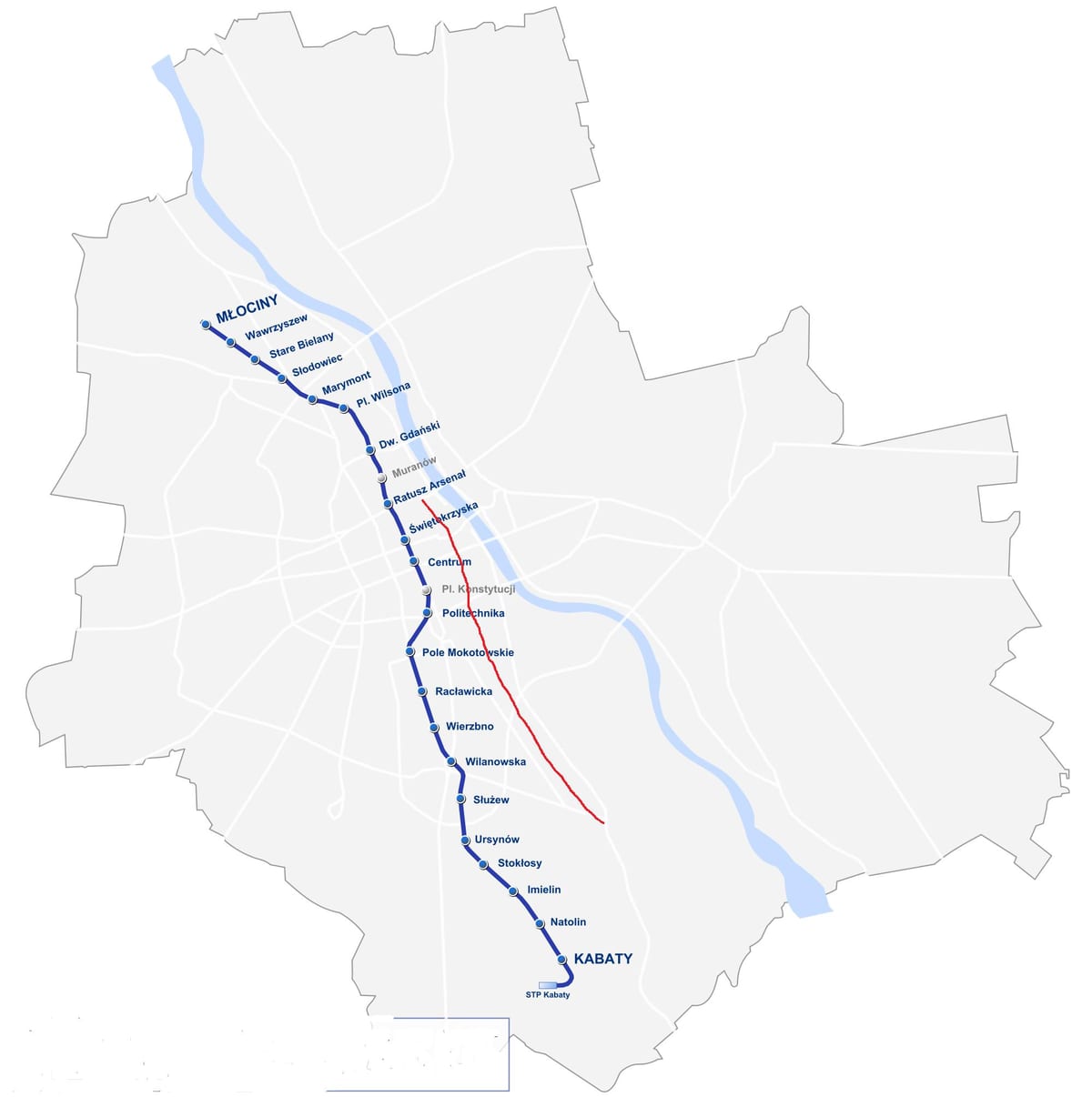 Mapa Varšavské královské cesty 