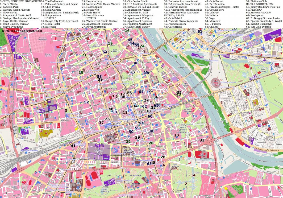 Mapa Varšava město 