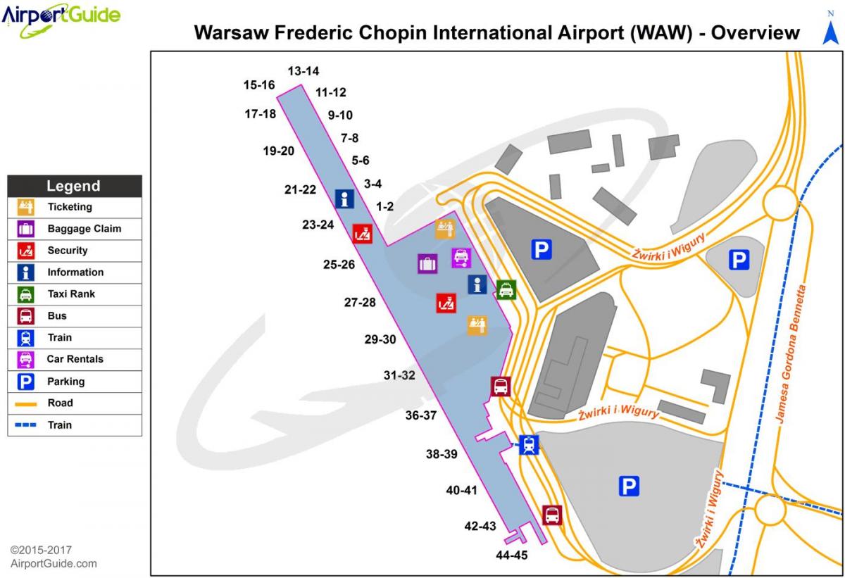 Warsaw frederic chopin airport mapě