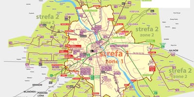 Mapa Varšavy autobusem 
