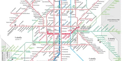 Varšava dopravní mapa