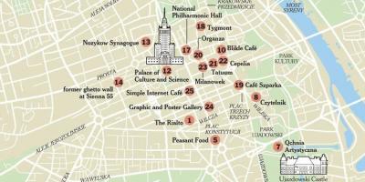 Mapa Varšava pěší výlet 