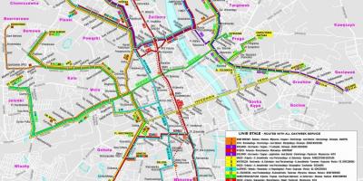 Mapa Varšava tranzit 